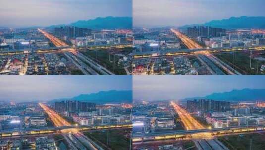 义乌苏溪光源科技小镇夜景航拍延时高清在线视频素材下载