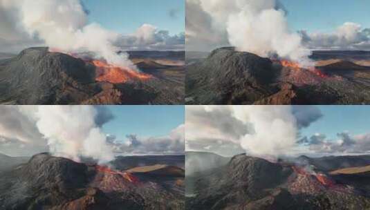 航拍活火山 岩浆喷发高清在线视频素材下载