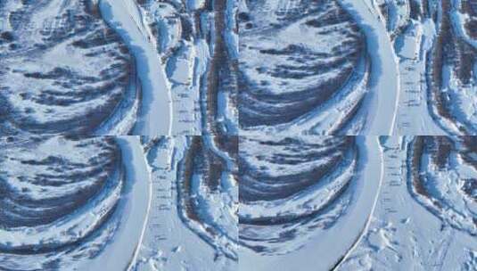 航拍内蒙冰雪覆盖的海拉尔河高清在线视频素材下载