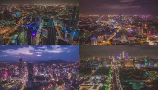合集江苏无锡城市夜景灯光航拍移动延时高清在线视频素材下载