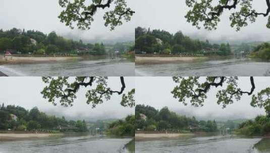 浙江温州泰顺廊桥烟雨唯美空镜高清在线视频素材下载