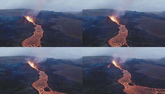 冰岛火山喷发演讲流淌高清在线视频素材下载