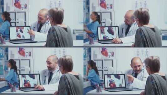 医生给病人介绍心脏结构高清在线视频素材下载