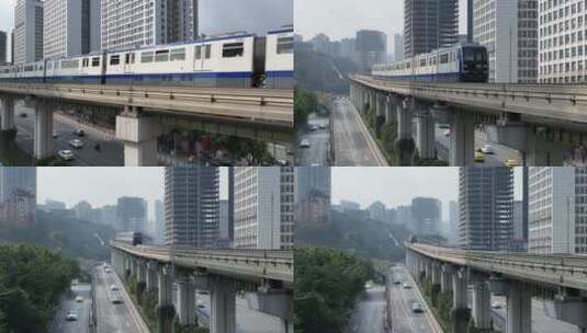 重庆轻轨交通航拍高清在线视频素材下载