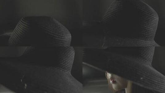黑白美女帽子高清在线视频素材下载