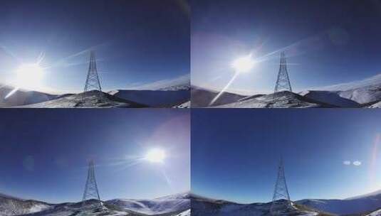 4K5200米雪山顶输电铁塔组立大延时1机位13高清在线视频素材下载