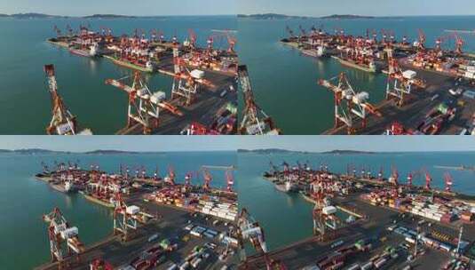 繁忙的威海港码头航拍高清在线视频素材下载