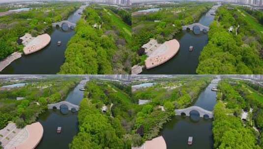 小船在河道行驶 汉城湖小船高清在线视频素材下载