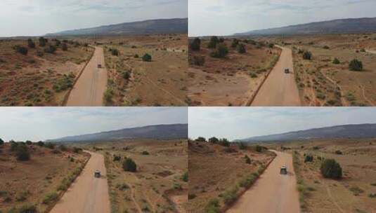 航拍荒漠上的道路高清在线视频素材下载