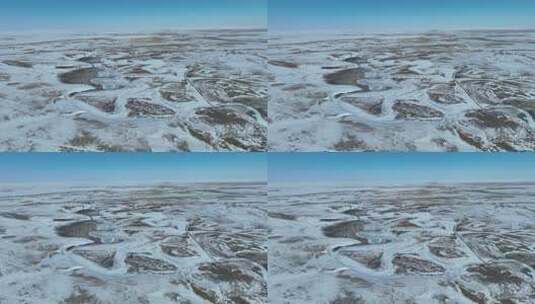 内蒙古白音哈达海拉尔河冬季自然风光航拍高清在线视频素材下载