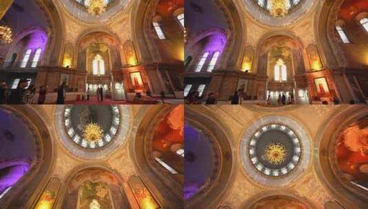 4K索菲亚教堂内部装饰壁画高清在线视频素材下载