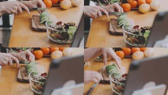 轻食沙拉健康美食制作高清在线视频素材下载