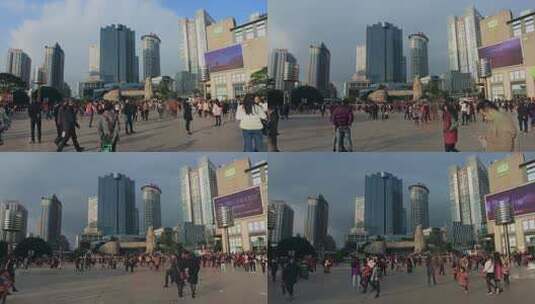 重庆观音桥步行街广场人流延时高清在线视频素材下载