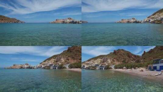 希腊米洛斯岛典型的小渔民村高清在线视频素材下载