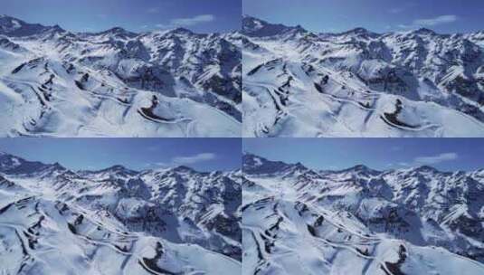 雪山安第斯山脉滑雪站中心度假村的全景。高清在线视频素材下载