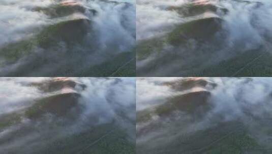 航拍黎明山林阳光云雾缭绕高清在线视频素材下载