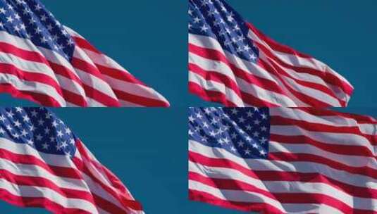飘扬在阳光下的美国国旗高清在线视频素材下载