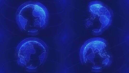 蓝色科技旋转地球VJ大屏背景互联网全球高清在线视频素材下载