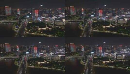 航拍宁波城市夜景高清在线视频素材下载