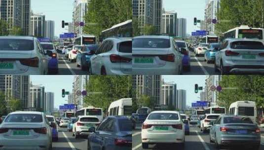 城市道路堵车行驶道路拥堵移动车窗外风景高清在线视频素材下载