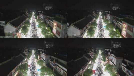 城市夜景步行街人流航拍高清在线视频素材下载