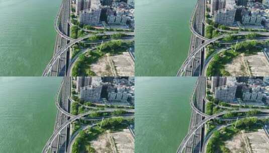 厦门演武大桥与成功大道交接口沿海公路交通高清在线视频素材下载
