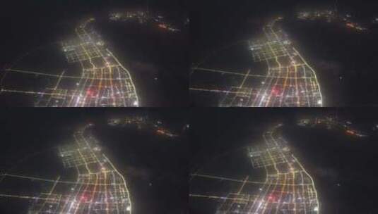 客机视角航拍城市夜景高清在线视频素材下载
