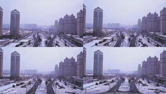 东北黑龙江哈尔滨雪景航拍高清在线视频素材下载