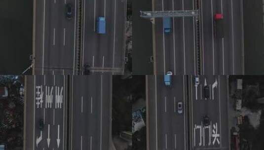 城市高速公路收费站高架桥车来车往高清在线视频素材下载