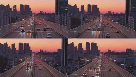 城市交通高架桥车流航拍高清在线视频素材下载
