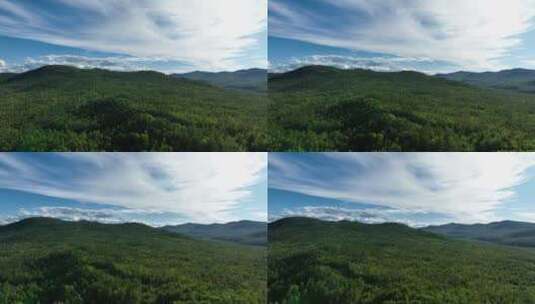 大兴安岭北部原始林区夏日风景山峦起伏高清在线视频素材下载