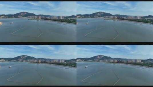 航拍福建厦门湾漳州港海湾水产养殖高清在线视频素材下载