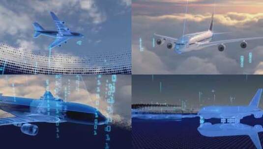4k机场飞机飞行数字化运输国际贸易运输高清在线视频素材下载