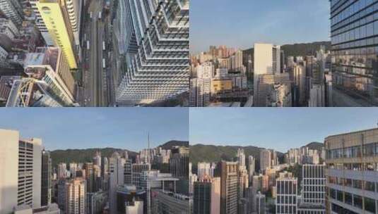 香港湾仔区建筑俯拍高清在线视频素材下载
