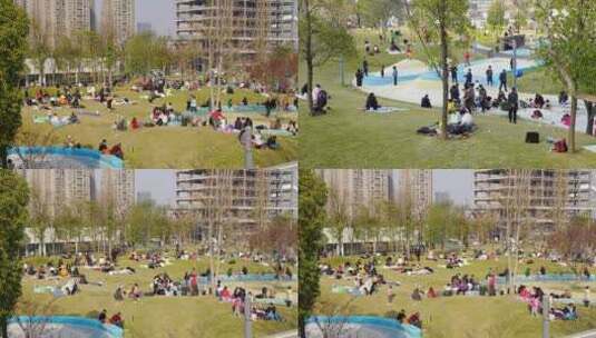成都交子公园初冬暖阳天气的市民高清在线视频素材下载