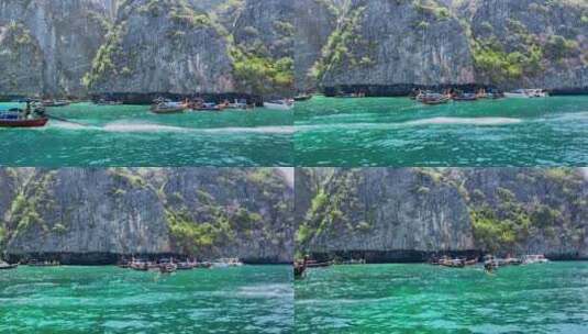 泰国普吉皮皮岛屿海湾游船风光高清在线视频素材下载