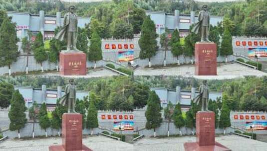 永兴人民公园黄克诚雕像航拍高清在线视频素材下载