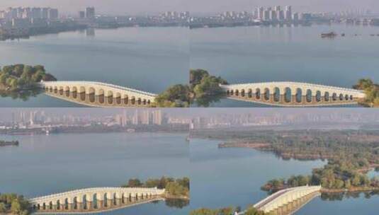 淮北烈山南湖十七孔桥高清在线视频素材下载
