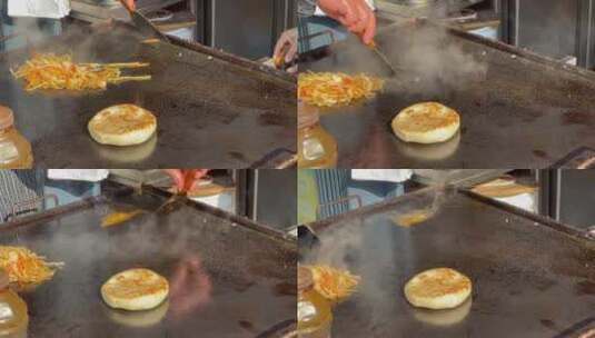 铁板炒菜饼夹菜3高清在线视频素材下载
