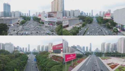 4K航拍广西南宁民族大道民族广场高清在线视频素材下载