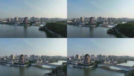 惠州合江楼航拍东江古城区旅游景点建筑风光高清在线视频素材下载
