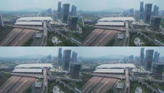 深圳北站及周边建筑航拍高清在线视频素材下载