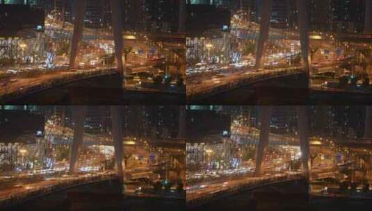 城市夜晚立交桥桥梁道路交通车流高清在线视频素材下载