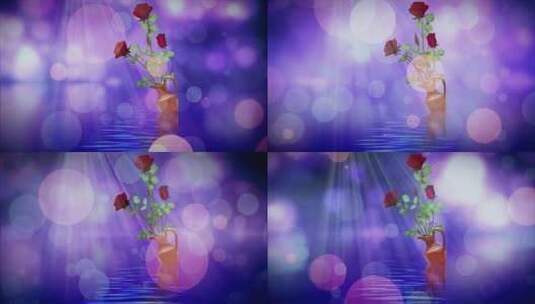 4K 婚庆 玫瑰花插在花瓶里 唯美背景高清在线视频素材下载
