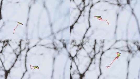 春天蓝天天空飞翔的风筝高清在线视频素材下载