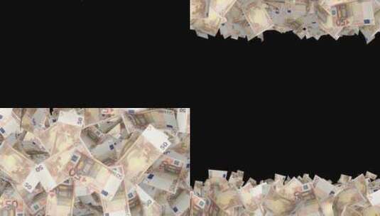 过渡下降50欧元钞票动画，在Alpha通高清在线视频素材下载