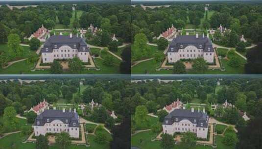 德国科特布斯布莱尼茨宫鸟瞰图高清在线视频素材下载