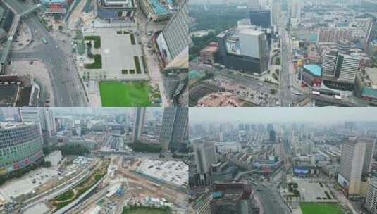 河南郑州老城区交通航拍高清在线视频素材下载