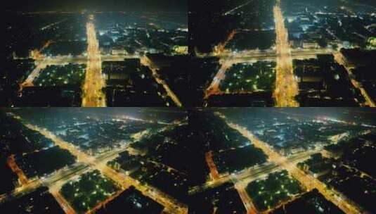 苏州人民大道夜景交通航拍高清在线视频素材下载