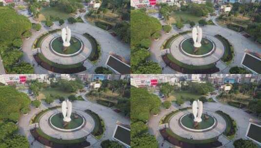 广西北海北部湾广场雕塑航拍高清在线视频素材下载